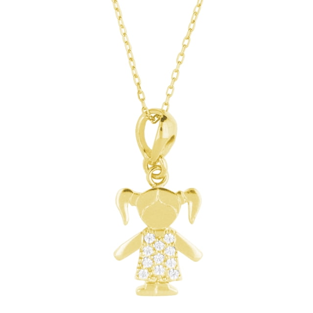Collar para Mujer con Cristal Fino Swarovski en forma de Niña– Bañado en Oro 14k- Collar Elegante y Brillante-Collares de Mujer de Moda- Joyería para Mujer de Moda- Regalo especial Ortiz Espinosa Temporada