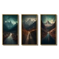 thumbnail image 2 of Designart "Misty Mountain Solitude Journey to the Summit" Meadow Framed Wall Art Set Of 3 - Blue Traditional Frame Canvas Set For Living Room Decor, 2 of 6