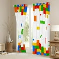 thumbnail image 2 of Feelyou Cartoon Square Geometry Blackout Curtains Set of 2 (52x84 Each), Building Blocks Window Curtains, Kid Child Teenager Curtains and Drapes, Microfiber Bedroom Decor, 2 of 6