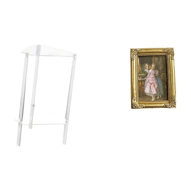 Mesa Auxiliar Minimalista De Resina Acrílica Con Marco De Fotos Frontal De Cristal, Soporte Para Tarjetas, Mesita De Noche Moderna Para Sala De Estar, Dormitorio Y Oficina.