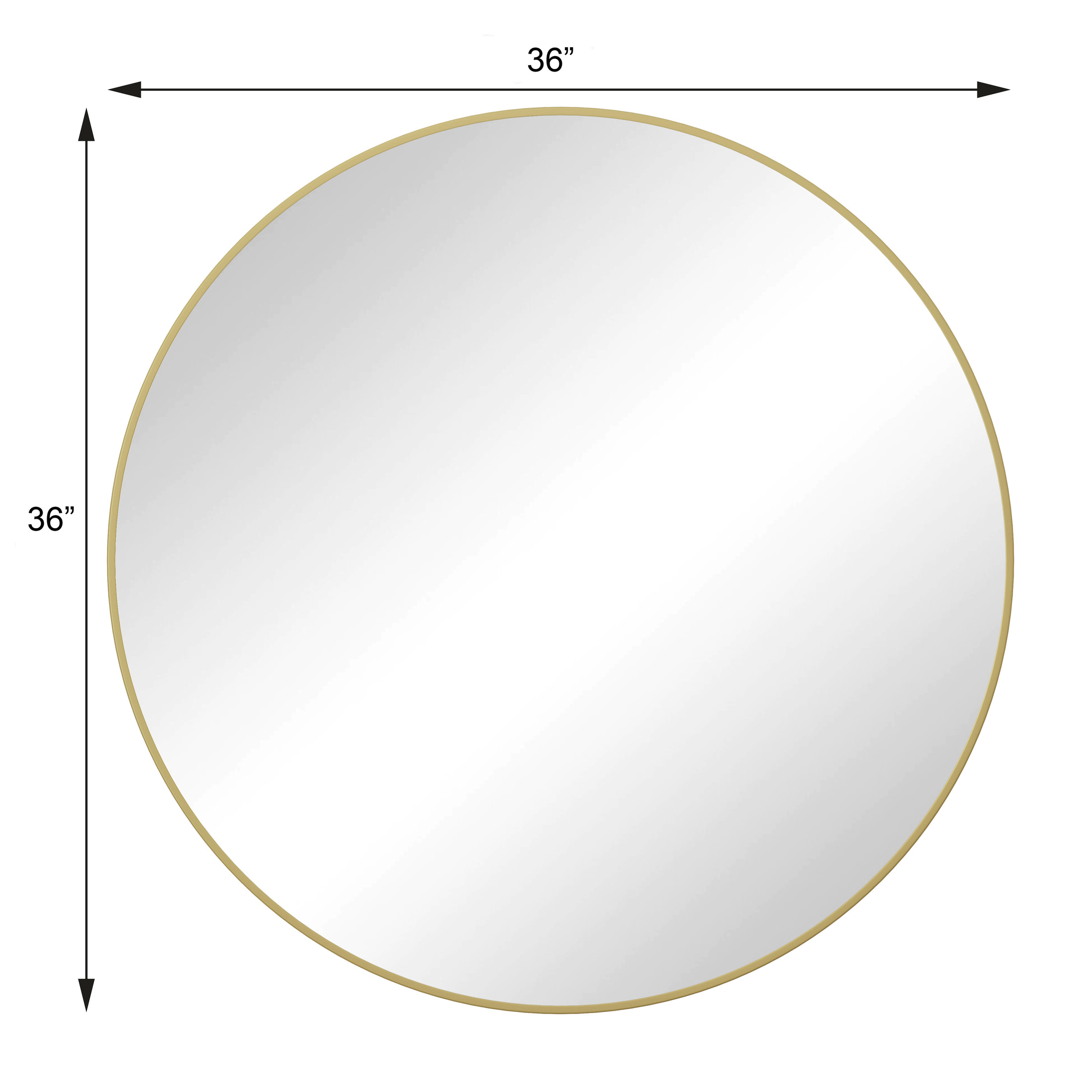 Noble House 36" Round Metal Wall Mirror, Modern Circular Vanity & Decorative Mirror for Bathroom & Bedroom, Gold