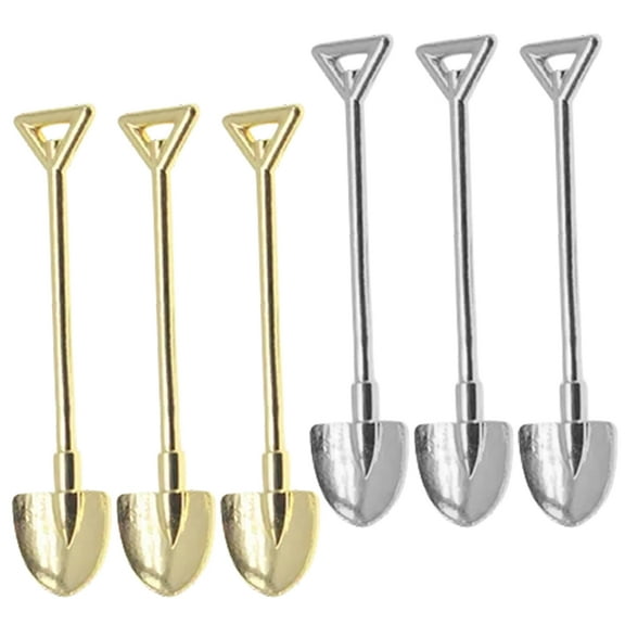 FENGGUIQU 6-Piece Rustic Mini Shovel Tools Set for Home Decoration, Garden, Crafts, and Miniature Scenes 2.6x0.6x0.2in