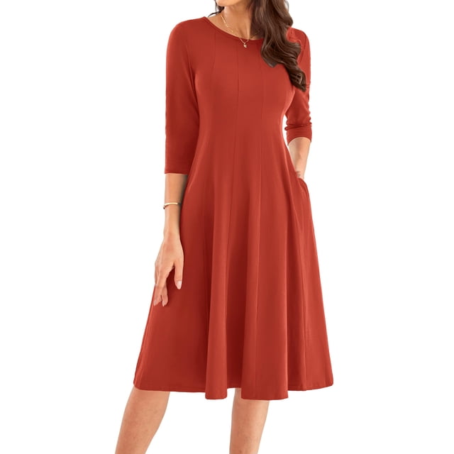 Vestido midi GRACE KARIN 2025 Primavera-Verano, corte A, manga 3/4