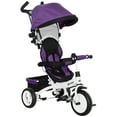 thumbnail image 1 of Qaba 6 in 1 Toddler Tricycle Stroller with Basket, Canopy, Purple, 1 of 9