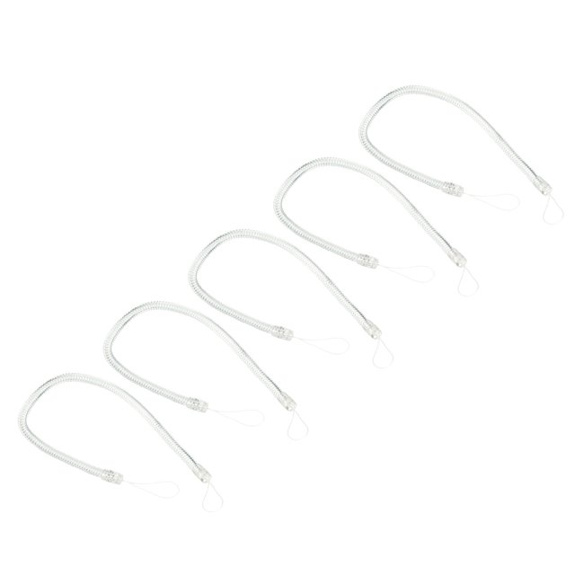 Unique Bargains 11' Plastic Retractable Spring Coil Strap Key Holder Stylus Cord, Clear 5 Pack