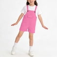 thumbnail image 5 of hengsof Girls Solid Color Overalls Kids Cute Adjustable Straps Wide Leg Jumpsuit with Pockets 2-15 Years, 5 of 7