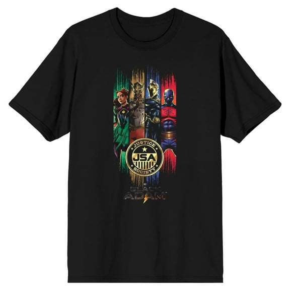 DC Comics Black Adam Justice Society Men's Black Graphic Tee-Large