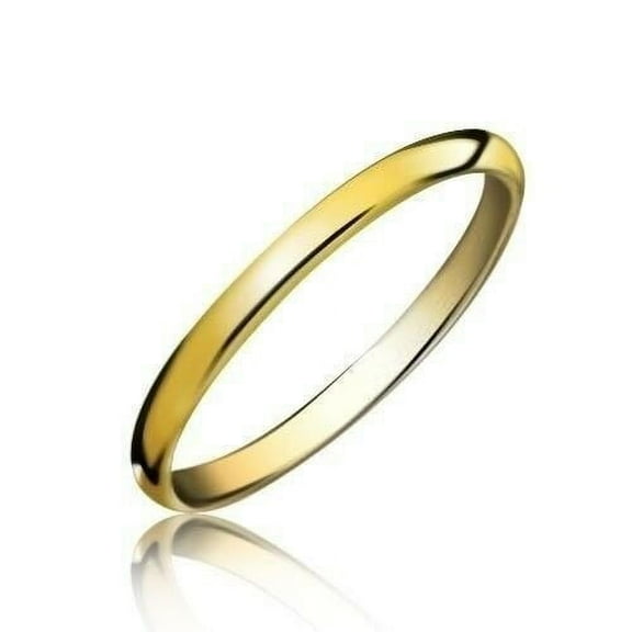 Women's Solid 14K Yellow Gold Plain Wedding Ring Band jewelry 2MM Size 5