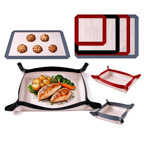 Leakproof Silicone Baking Mat with Snap Lock Edges Nonstick Oven Liners
