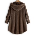thumbnail image 3 of Womens Winter Jacket Plus Size Button Plush Tops Hooded Loose Cardigan Wool Coat Jacket Pink XXXXXL, 3 of 5