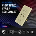 thumbnail image 6 of ELEGRP 3.6Amp USB Outlet, Dual Type A In-Wall Charger with 20 Amp Duplex TR Outlet,Wall Plate Included, Ivory, R1620D36-IV10 (10-Pack), 6 of 8