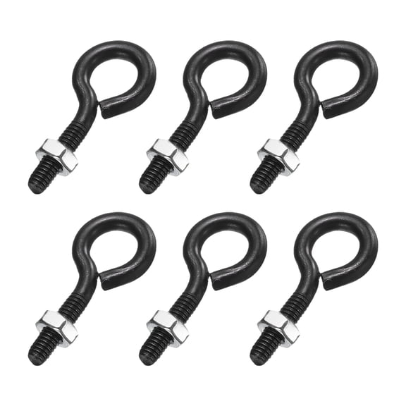 Uxcell 6 Pack Eye Bolts, M4 x 20mm 304 Stainless Steel Threaded EyeBolt Black Eye Hooks with Nut for Hanging or Securing Cables