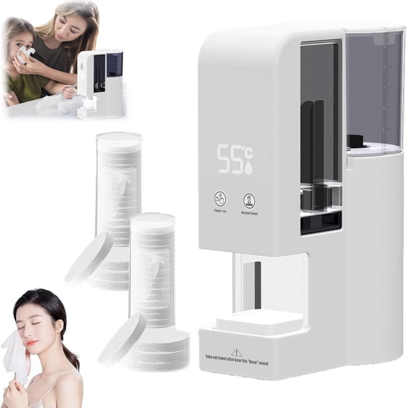 Hot Face Towel Heater Machine - Automatic Disposable Towel Heater Self-Care Effortless Warming to 55°C Constant Temp & Smart Voice Alerts (1Pc Face Towel Machine,40Pcs Face Towel)
