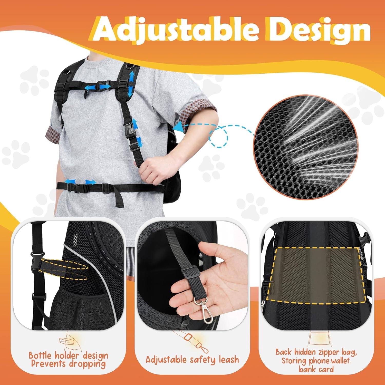 Pet Dog Carrier Backpack Small Dog Front Backpack Ventilated Mesh Dog Travel Back