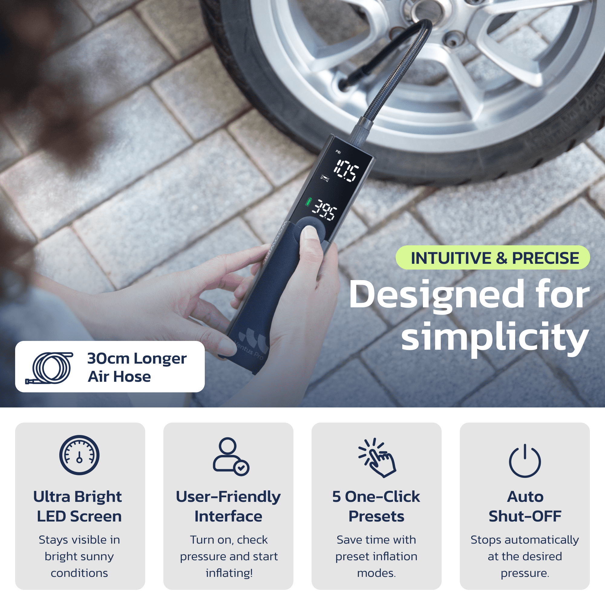Woowind 150 PSI Portable Air Compressor Tire Inflator, Fast Inflation, for Car Bike SUV