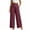 Burgundy, variant on ZToonmas Womens Solid Linen Look Wide Leg Pants Elastic Waist Front Seam Casual Loose Long Pants with Pockets