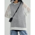 thumbnail image 3 of EMMIOL Women's Openwork Knit Sweater 2025 Fall Y2K Oversized Sheer Mesh Crewneck Long Sleeve Loose Pullover, 3 of 4