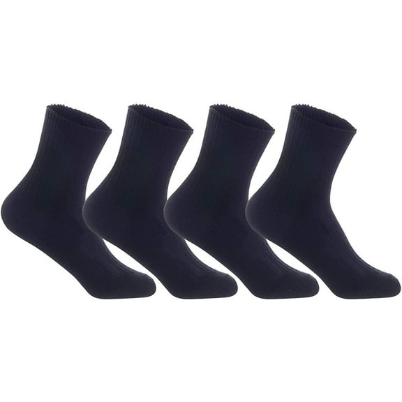 Lian LifeStyle Men's 4 Pairs Knitted Wool Blend Crew Socks LK08 Size Size 6-9 Black