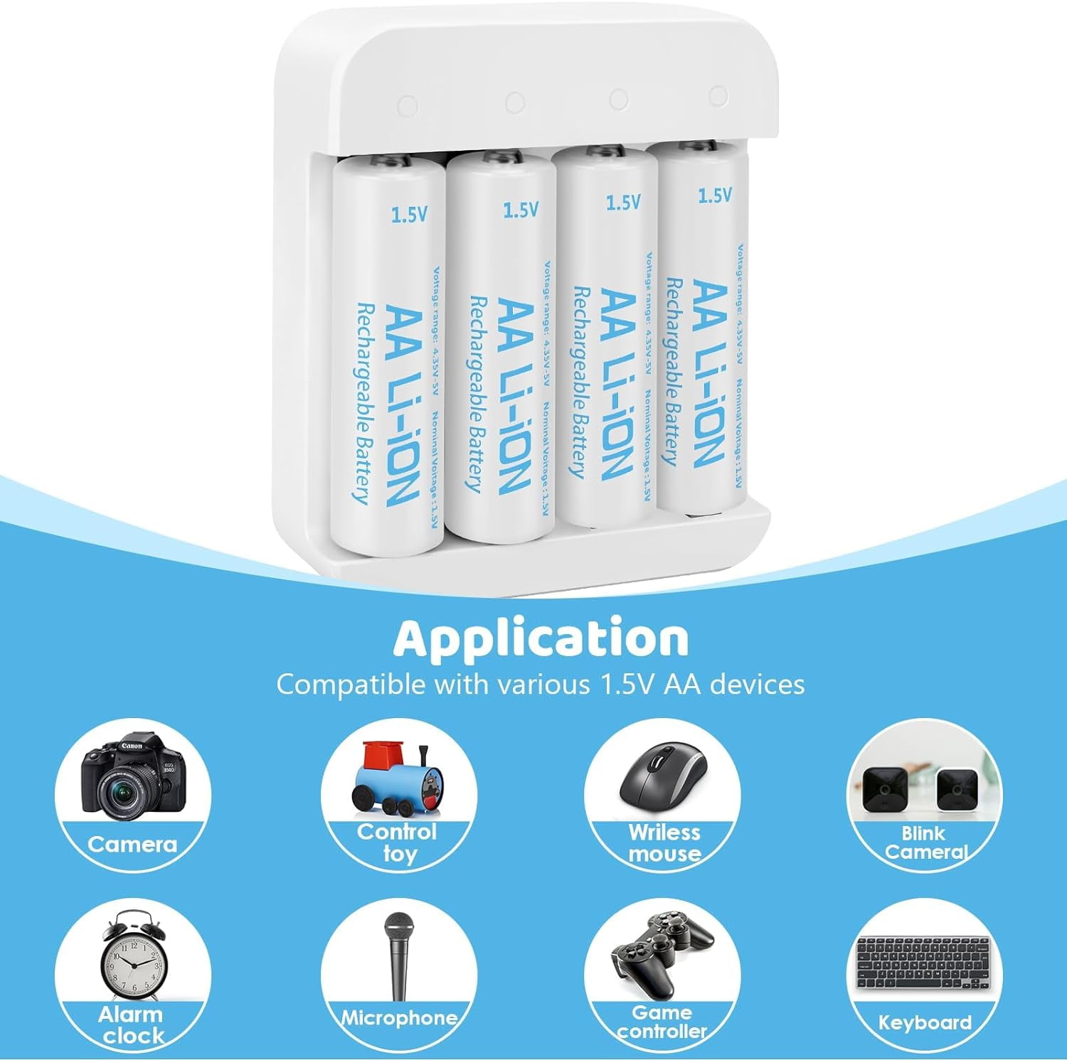 Rechargeable AA Batteries 12 Pack,1.5V 3600mWh Rechargeable Double A Battery Lithium with Charger