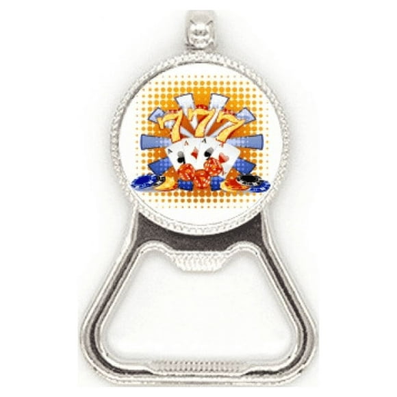 Casino Dice Chips Poker Illustration Metal Beer Bottle Cap Opener Duty Stainless Steel