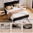 thumbnail image 3 of Queen Size Platform Bed Frame with Velvet Upholstered Headboard/Crystal Button Tufted Bed Frame with Wooden Slat Support No Box Spring Needed Black, 3 of 12