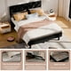thumbnail image 4 of VERDALAY Estructura de cama tipo plataforma tamaño queen con cabecero tapizado en terciopelo/estructura de cama con botones de cristal y soporte de listones de madera. No necesita somier negro, 4 of 16