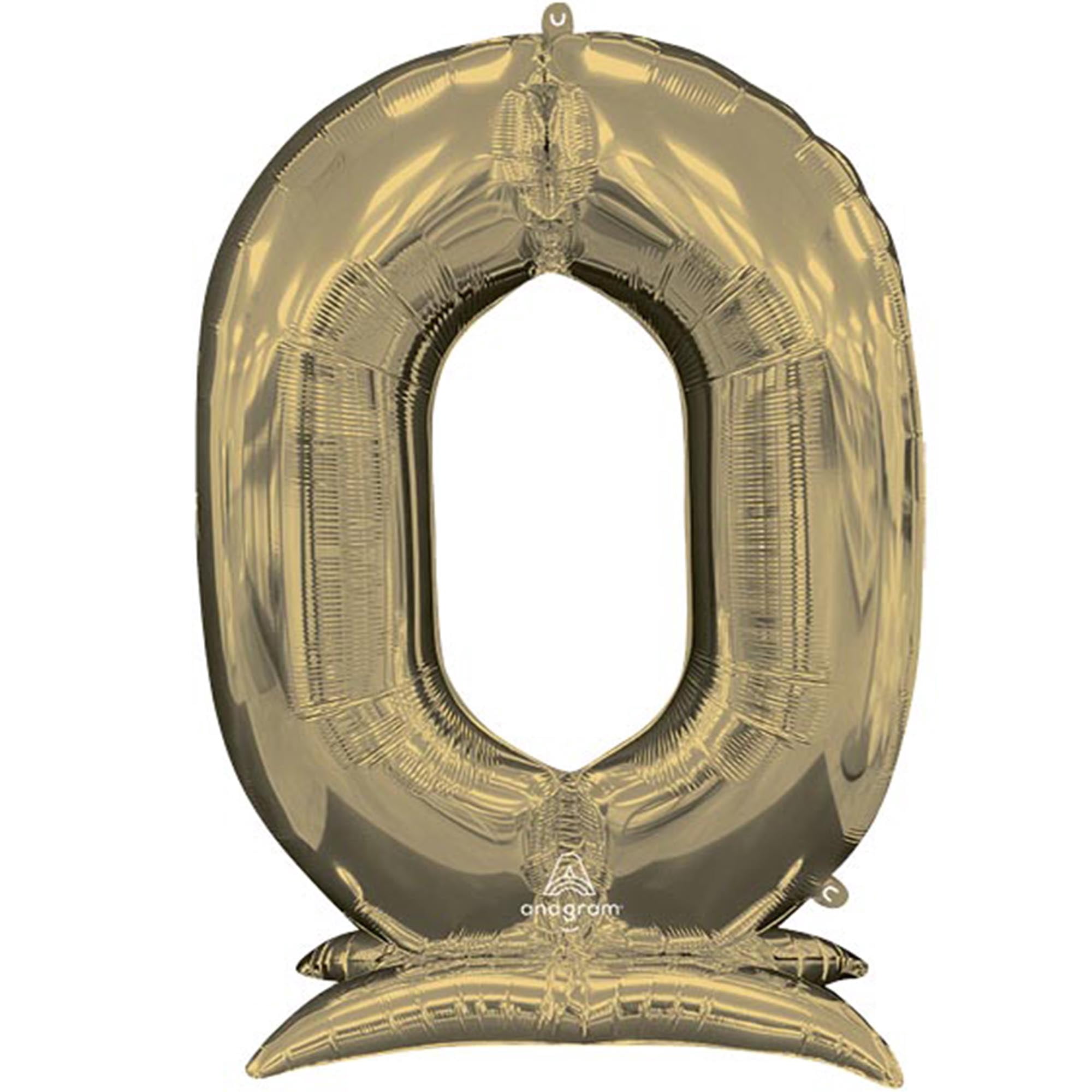 52 inch Stand-Up Numberz 0 - White Gold (Air-Fill Only) Foil Mylar Balloon - Party Supplies Decorations