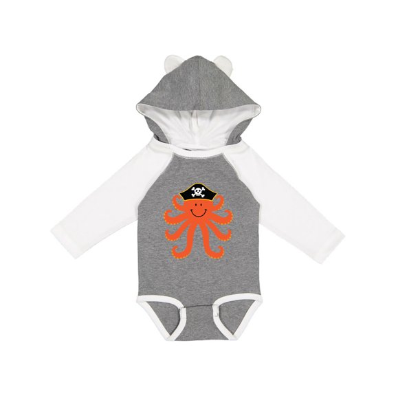 Inktastic Pirate Octopus Kids Funny Boys or Girls Long Sleeve Baby Bodysuit