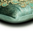 thumbnail image 3 of Custom Cushion Cover, Decorative Teal 22"x22" (55x55 cm) Throw Pillow Covers, Suede Damask Beaded & Embroidered Throw Pillows For Sofa, Abstract Pattern Modern Style - Aureate Teal, 3 of 3
