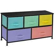 Sorbus Dresser with 5 Drawers - Furniture Storage Chest for Kid?s, Teens, Bedroom, Nursery, Playroom, Clothes, Toys - Steel Frame, Wood Top, Fabric Bins (Multi Color/Black)