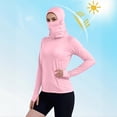 thumbnail image 5 of QATAINLAV Women UPF 50+ Long Sleeve Shirts UV Protection Lightweight Sun Hoodie Outdoor Face Mask Hooded Workout Tops with Thumb Holes Pink XXXL, 5 of 7