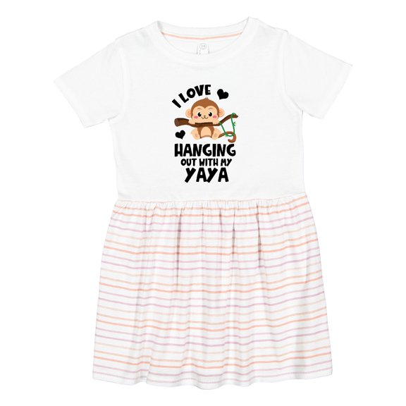 Inktastic Monkey I Love Hanging out with My Yaya Girls Toddler Dress