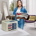 thumbnail image 4 of Sorbus Storage Bins with Divided Interior Foldable Stackable Container Organizer Set with Large Window & Carry Handles Bedroom Closet Organization for Bedding Linen Clothes (Two Section - Beige), 4 of 4