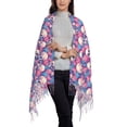 thumbnail image 3 of Cauagu white Skull blue flower Print Women Wrap Shawl tassels Scarves Retro Scarf 77.6"X28.3", 3 of 8