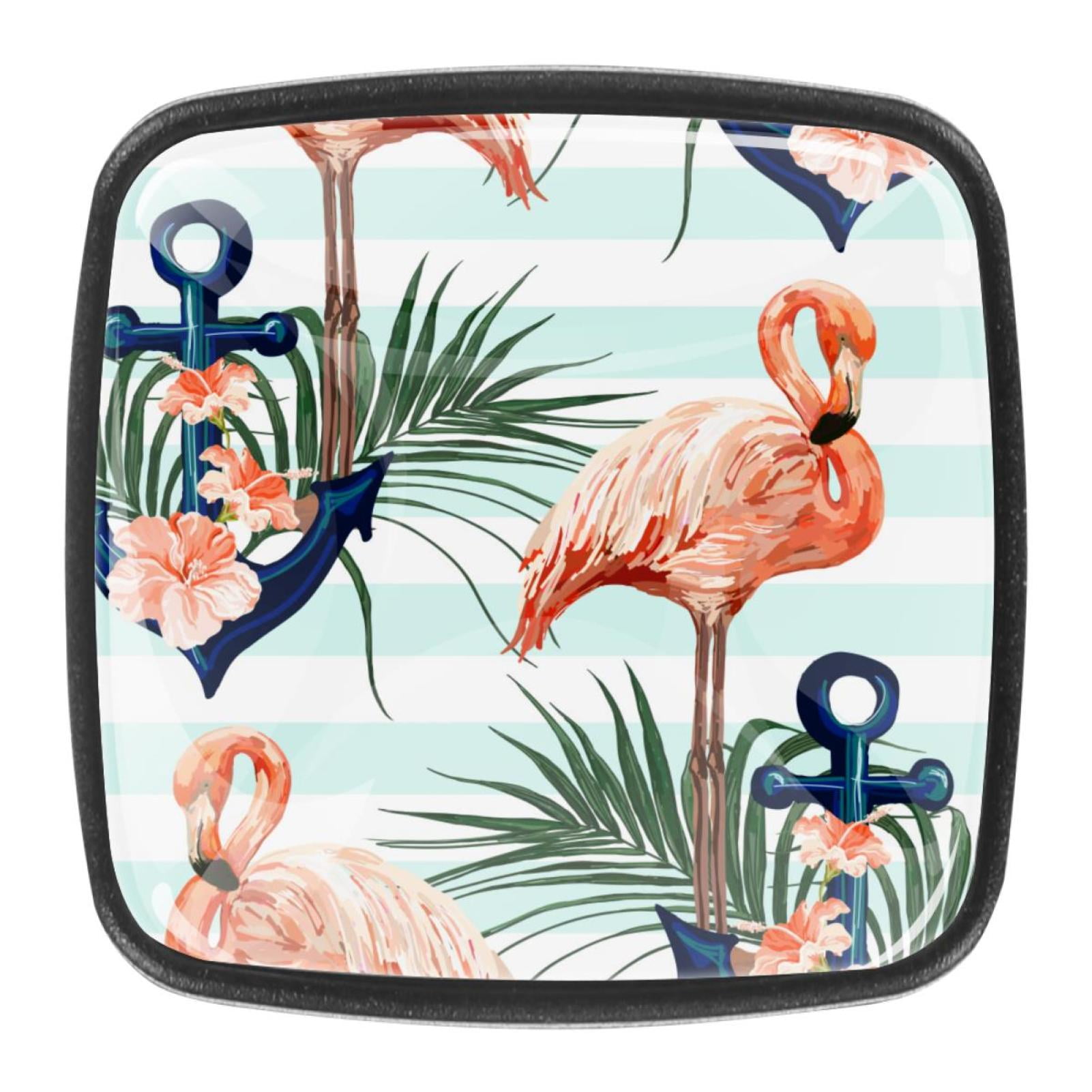 Flamingo Ceramic Cabinet Knobs - Set Of 8, 1.5 Inch Cute Drawer Pulls For Kitchen, Dresser, Furniture