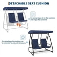 thumbnail image 6 of Kicctian 2-Seat Patio Swing Chair with Adjustable Canopy, Heavy Duty Steel Frame, Independent Seats & Removable Cushions, Outdoor Swing Chair for Garden, Poolside, Backyard, Dark Blue, 6 of 9