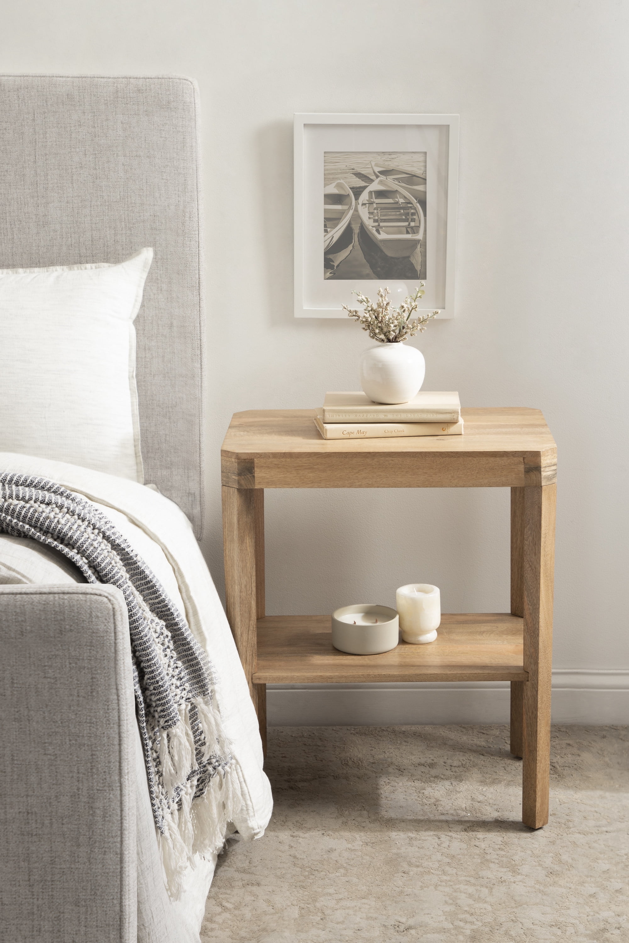 Kate and Laurel Talcott Mid-Century Rectangle Wood Side Table, 22 x 14 x 26, Natural Wood, Decorative Transitional Two Tier End Table for Use as a Bedroom Nightstand or Living Room Accent