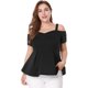 thumbnail image 1 of Camiseta Peplum uxcell Escote De Corazón CintuAlHombro Frío Negro XXL, 1 of 6