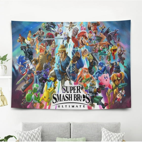 Tapestry for Super Smash Bros Bedroom Dorm wall hanging Poster Backgrounds Banner Party Wall Art Decorations Kids Girls Teens Gifts Funny 40×60 inch