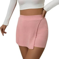 Olyvenn Stylish Skorts for Women Trendy High Waist Yoga Shorts Athletic Skirt Shorts Tummy Control Workout Skort Summer Golf Skorts Pink L