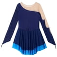 thumbnail image 4 of Alvivi Kids Girls Rhinestone Mesh Splice Figure Ice Skating Dress Gymnastics Bodysuit Navy Blue 10, 4 of 7