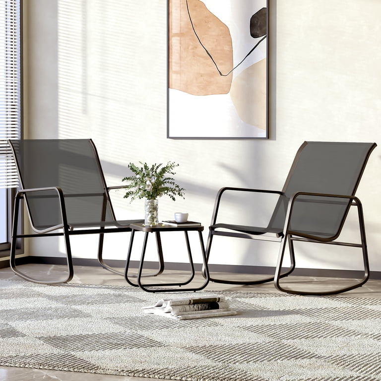 Ainfox 3-Piece Metal Patio Set, Rocking Chairs with Table photo 6
