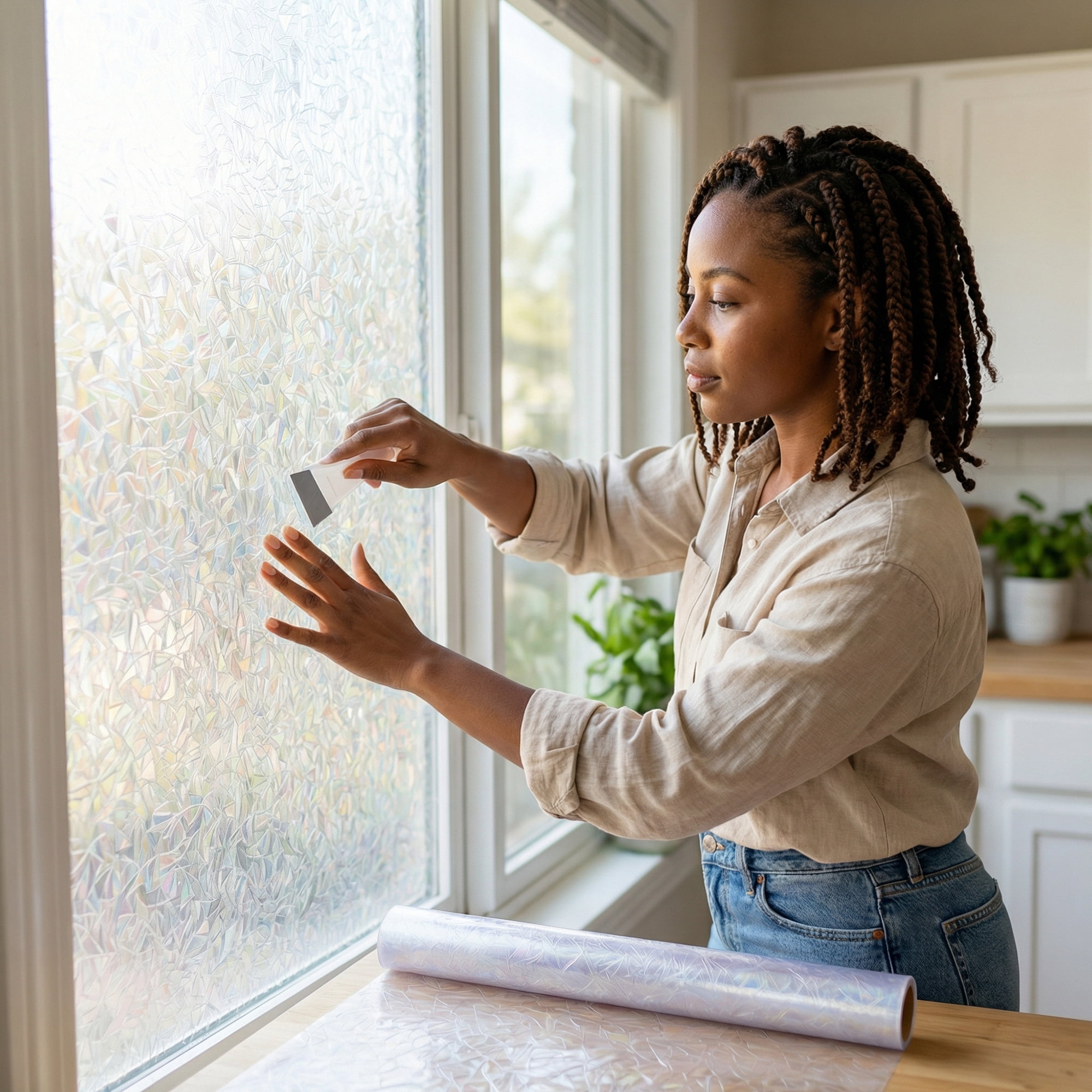 Unique Bargains Static Cling Frosted Window Privacy Film Multicolor 39.4" x 23.6"