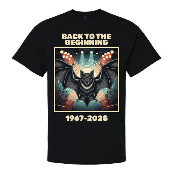 Trenz Shirt Company Men's Graphic T-Shirt - 1967-2025, Back To The Beginning Bat Design-Black-medium