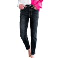 thumbnail image 2 of Byworldtasic Womens Jeans Women's Ab Solution High Rise Straight Leg Jean Black, 2 of 6