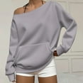 thumbnail image 2 of Womens off The Shoulder Sweatshirt Comdrip off The Shoulder Sweatshirt for Women Oversized Long Sleeve Fleece Basic Pullover Sweatshirts with Pockets Cute Sweatshirts Grey L, 2 of 6