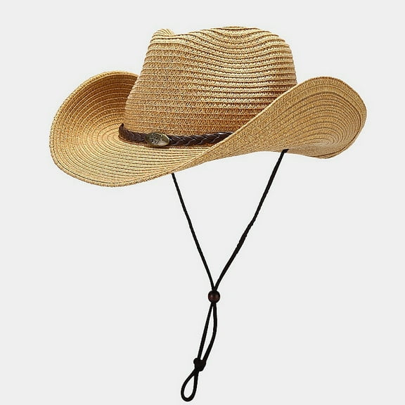 Straw Cowgirl Hat for Women Cowboy Hats for Men Wide Brim Sun Hat Shapeable Western Hat Beach Hat