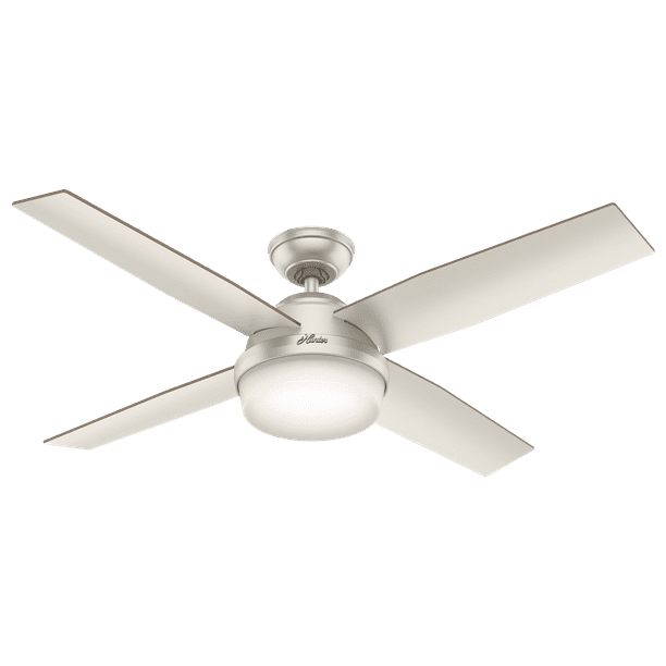 Hunter 52" Dempsey Damp Rated Matte Nickel Ceiling Fan with Light Kit