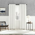 thumbnail image 5 of Sun Zero Sylvan Slub Stripe Thermal Blackout Rod Pocket Curtain Panel, 40"x63", White, 5 of 6