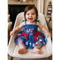 thumbnail image 5 of BemeyourBBs Toddler Baby Girls 4th of July Dress Outfit Newborn Patriot Independent Day Clothes Summer Tulle Tutu Dress Sleeveless Tie-up Letter Embroidery Smocked Romper Dress Bodysuit Playsuit, 5 of 9